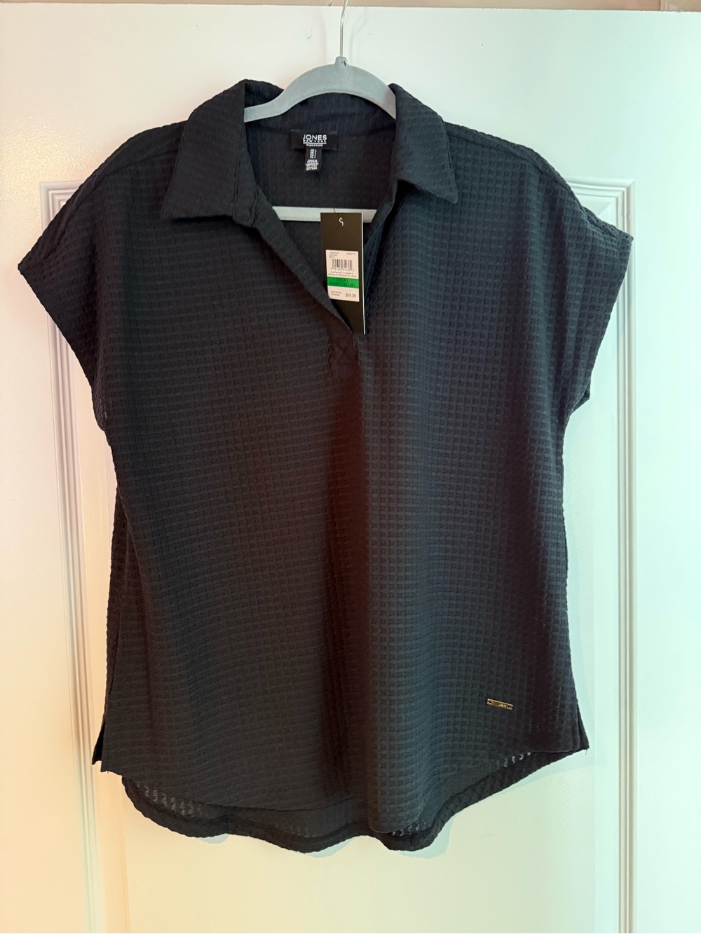 Jones New York Sport Textured Short-sleeve Collared Top Size Large NWT